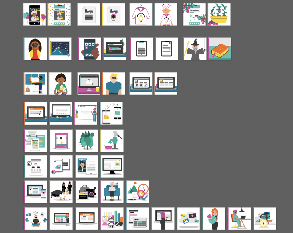 screenshot of various graphics available to be used from the learning design team. 