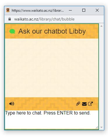 Chatbot box. University of Waikato Library.